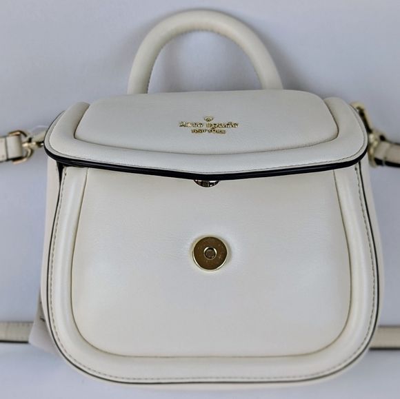 kate spade Puffy Mini Handle Crossbody Bag Leather Parchment Winter White NWT - Picture 10 of 13